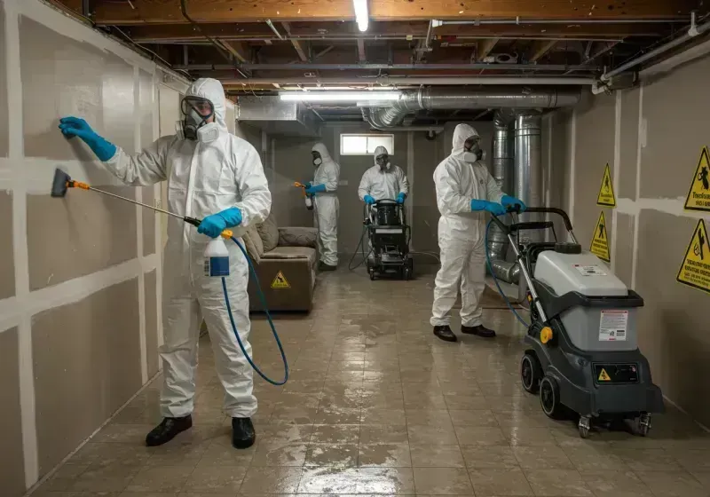 Basement Moisture Removal and Structural Drying process in Clairton, PA